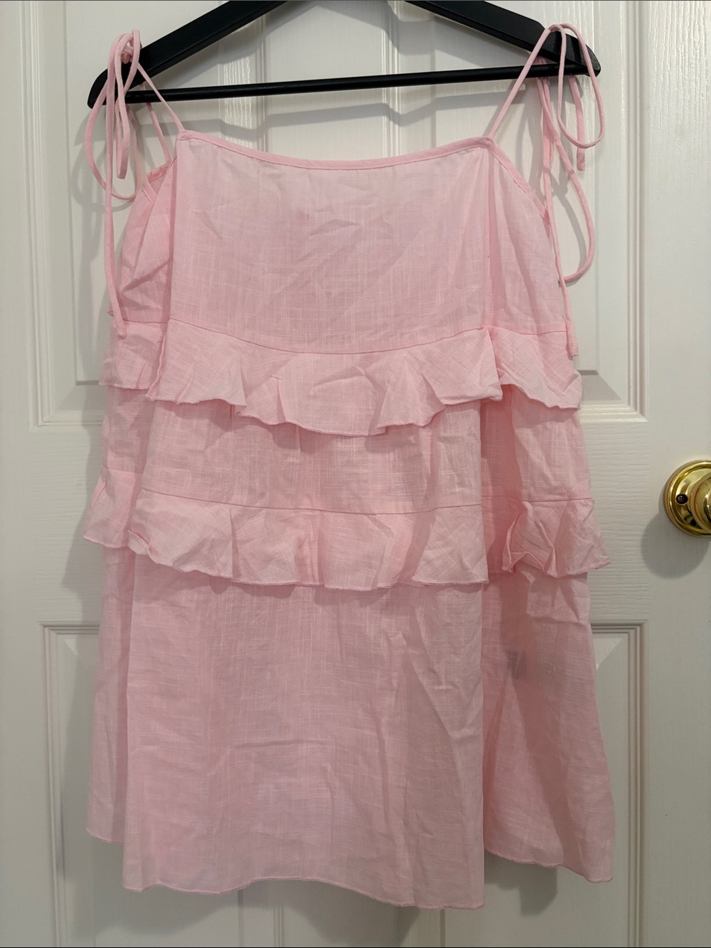 Edikted Pale Pink Tiered Ruffle Spaghetti Strap Dress